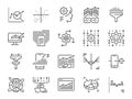 Data science line icon set. Included icons as big data, graph,ÃÂ AI, application, graph plotting, graph relation and more.